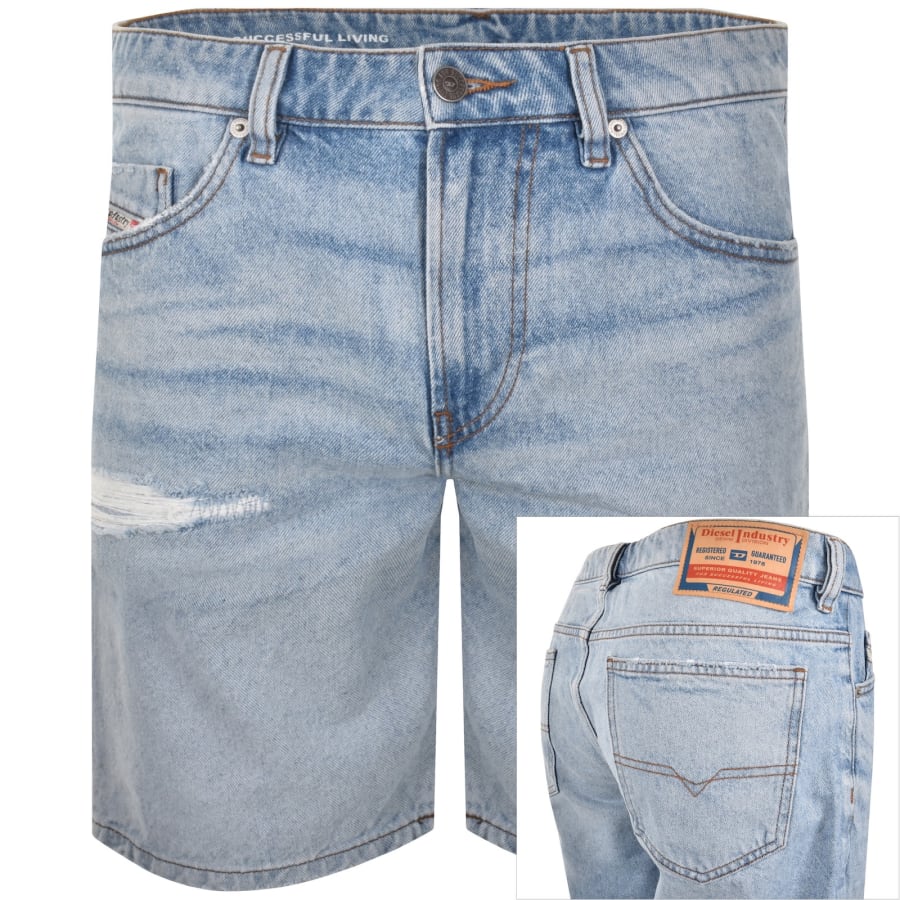 Diesel Fin Denim Shorts Light Wash Blue | Mainline Menswear us